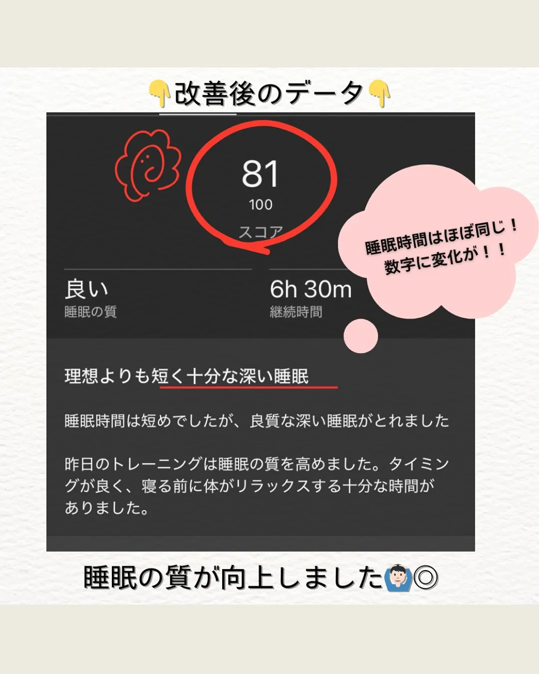 睡眠の質改善😴！